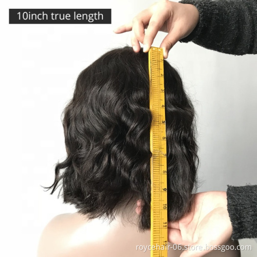100  Brazilian Virgin Remy Human Hair Body Wave Short Bob Curly Lace Front Wig With Baby Hair